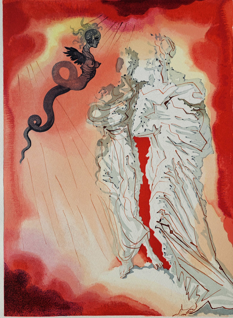 Salvador DALI : Divine Comédie, Enfer 21, Le Diable noir, Gravure sur bois originale (photo de détail 2) - Crédit photo : Galerie Art.Paris