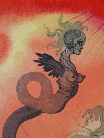 Salvador DALI : Divine Comédie, Enfer 21, Le Diable noir, Gravure sur bois originale (photo de détail 3) - Crédit photo : Galerie Art.Paris