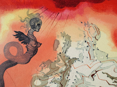 Salvador DALI : Divine Comédie, Enfer 21, Le Diable noir, Gravure sur bois originale (photo de détail 4) - Crédit photo : Galerie Art.Paris
