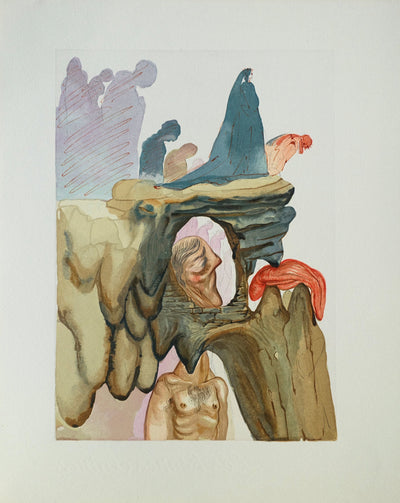 Salvador DALI : Divine Comédie, Enfer 22, Les prévaricateurs, Gravure sur bois originale (vue générale) - Crédit photo : Galerie Art.Paris