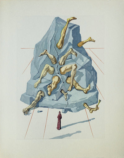 Salvador DALI : Divine Comédie, Enfer 26, Les habitants de Prato, Gravure sur bois originale (vue générale) - Crédit photo : Galerie Art.Paris