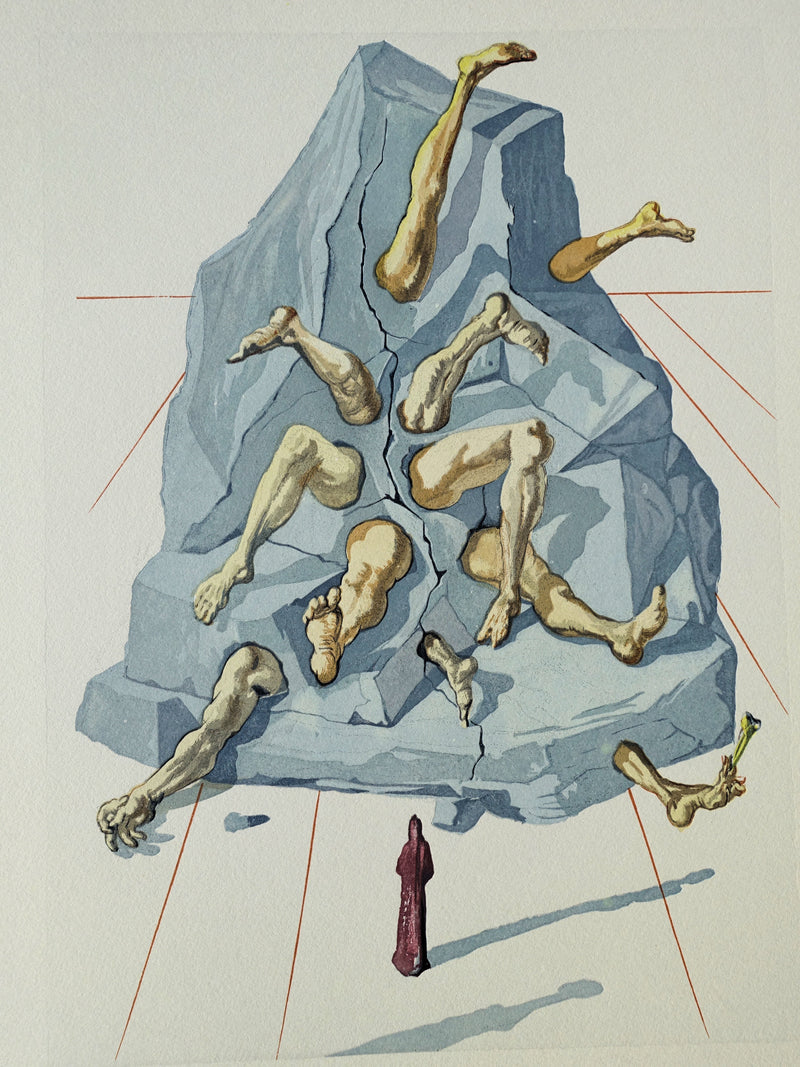 Salvador DALI : Divine Comédie, Enfer 26, Les habitants de Prato, Gravure sur bois originale (photo de détail 2) - Crédit photo : Galerie Art.Paris
