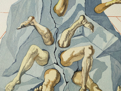 Salvador DALI : Divine Comédie, Enfer 26, Les habitants de Prato, Gravure sur bois originale (photo de détail 5) - Crédit photo : Galerie Art.Paris