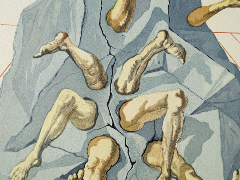 Salvador DALI : Divine Comédie, Enfer 26, Les habitants de Prato, Gravure sur bois originale (photo de détail 5) - Crédit photo : Galerie Art.Paris