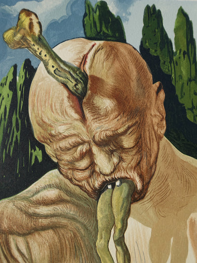 Salvador DALI : Divine Comédie, Enfer 27, Le diable logicien, Gravure sur bois originale (photo de détail 4) - Crédit photo : Galerie Art.Paris