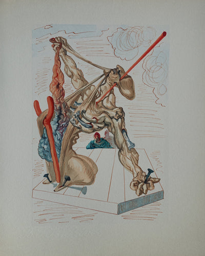 Salvador DALI : Divine Comédie, Enfer 29, Les falsificateurs, Gravure sur bois originale (vue générale) - Crédit photo : Galerie Art.Paris