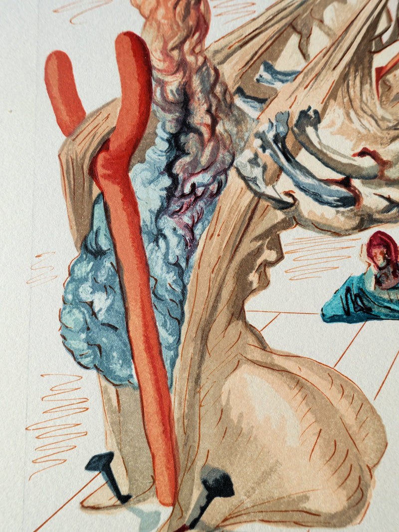 Salvador DALI : Divine Comédie, Enfer 29, Les falsificateurs, Gravure sur bois originale (photo de détail 5) - Crédit photo : Galerie Art.Paris