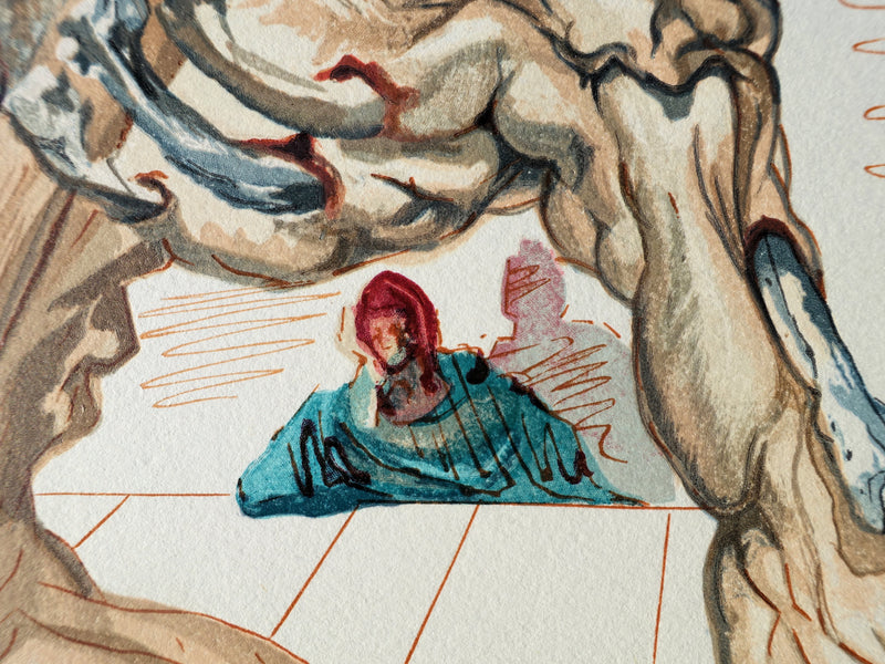 Salvador DALI : Divine Comédie, Enfer 29, Les falsificateurs, Gravure sur bois originale (photo de détail 4) - Crédit photo : Galerie Art.Paris