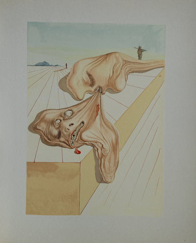 Salvador DALI : Divine Comédie, Enfer 30, Les hommes qui s'entre dévorent, Gravure sur bois originale (vue générale) - Crédit photo : Galerie Art.Paris