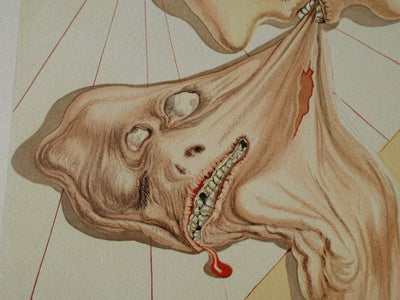 Salvador DALI : Divine Comédie, Enfer 30, Les hommes qui s'entre dévorent, Gravure sur bois originale (photo de détail 3) - Crédit photo : Galerie Art.Paris