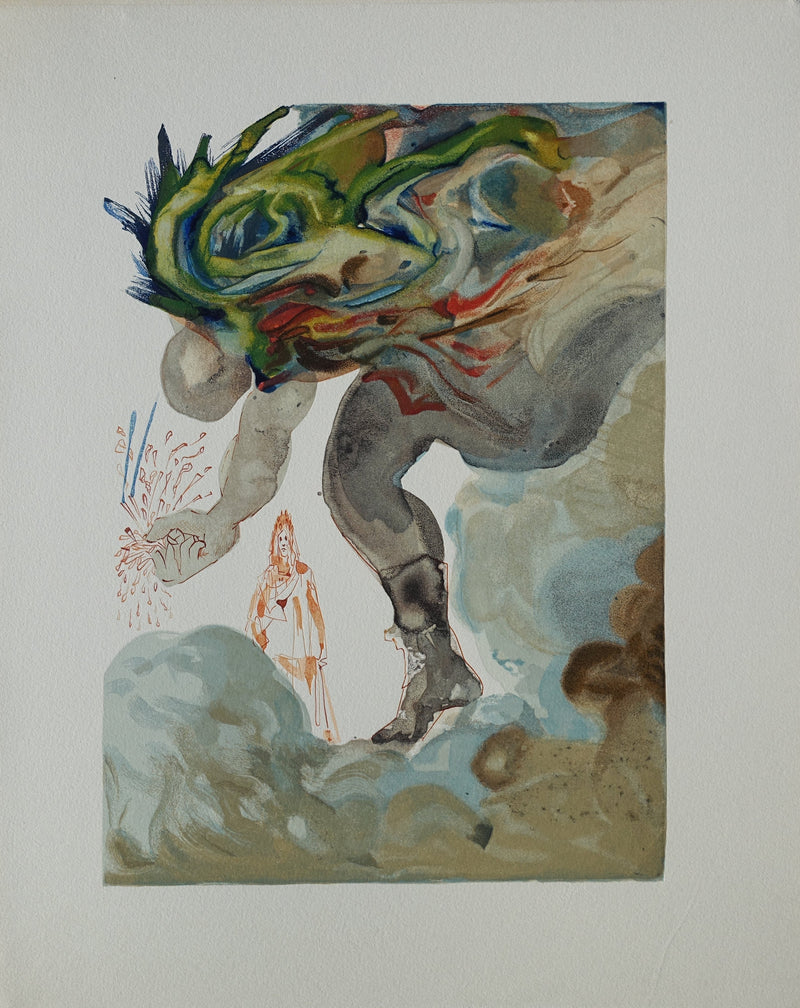 Salvador DALI : Divine Comédie, Enfer 31, Les géants, Gravure sur bois originale (vue générale) - Crédit photo : Galerie Art.Paris