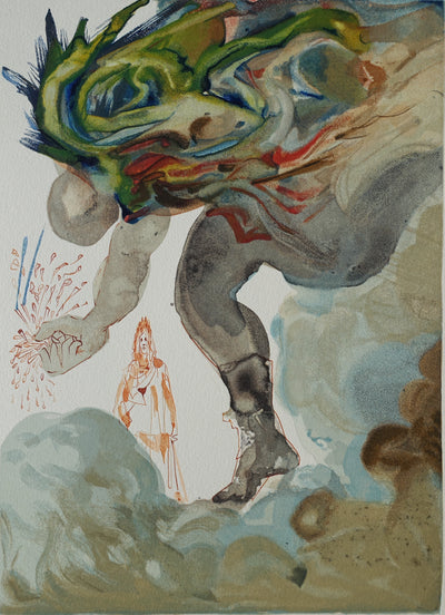 Salvador DALI : Divine Comédie, Enfer 31, Les géants, Gravure sur bois originale (photo de détail 2) - Crédit photo : Galerie Art.Paris