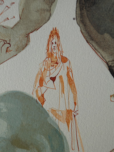 Salvador DALI : Divine Comédie, Enfer 31, Les géants, Gravure sur bois originale (photo de détail 6) - Crédit photo : Galerie Art.Paris
