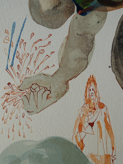 Salvador DALI : Divine Comédie, Enfer 31, Les géants, Gravure sur bois originale (photo de détail 4) - Crédit photo : Galerie Art.Paris