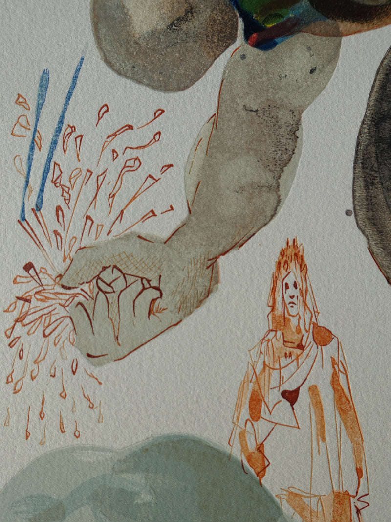 Salvador DALI : Divine Comédie, Enfer 31, Les géants, Gravure sur bois originale (photo de détail 4) - Crédit photo : Galerie Art.Paris