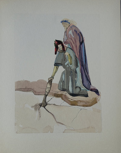 Salvador DALI : Divine Comédie, Enfer 32, Les traitres envers leur patrie, Gravure sur bois originale (vue générale) - Crédit photo : Galerie Art.Paris