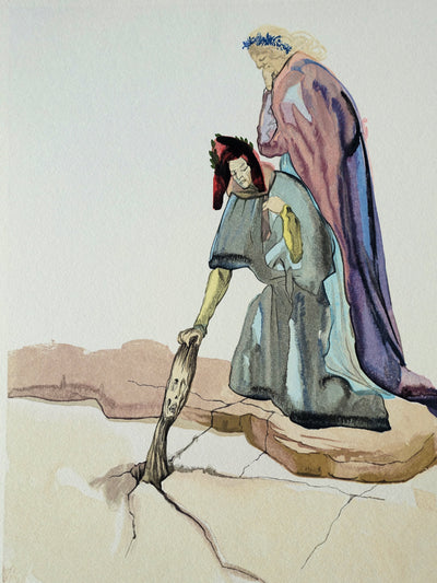 Salvador DALI : Divine Comédie, Enfer 32, Les traitres envers leur patrie, Gravure sur bois originale (photo de détail 2) - Crédit photo : Galerie Art.Paris
