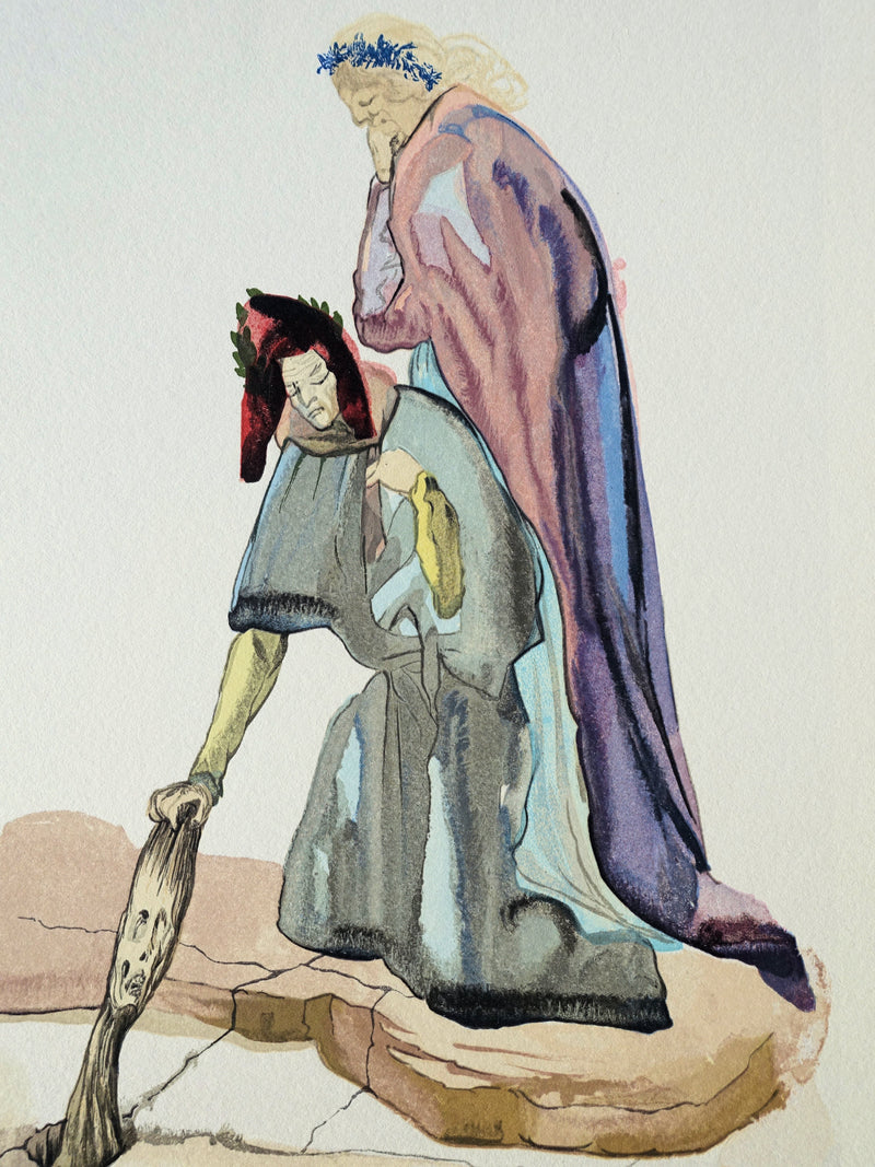 Salvador DALI : Divine Comédie, Enfer 32, Les traitres envers leur patrie, Gravure sur bois originale (photo de détail 5) - Crédit photo : Galerie Art.Paris