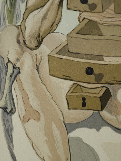 Salvador DALI : Divine Comédie, Purgatoire 1, L'ange déchu, Gravure sur bois originale (photo de détail 6) - Crédit photo : Galerie Art.Paris