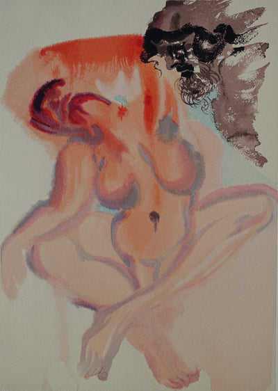 Salvador DALI : Divine Comédie, Purgatoire 3, Les indolents, Gravure sur bois originale (photo de détail 2) - Crédit photo : Galerie Art.Paris
