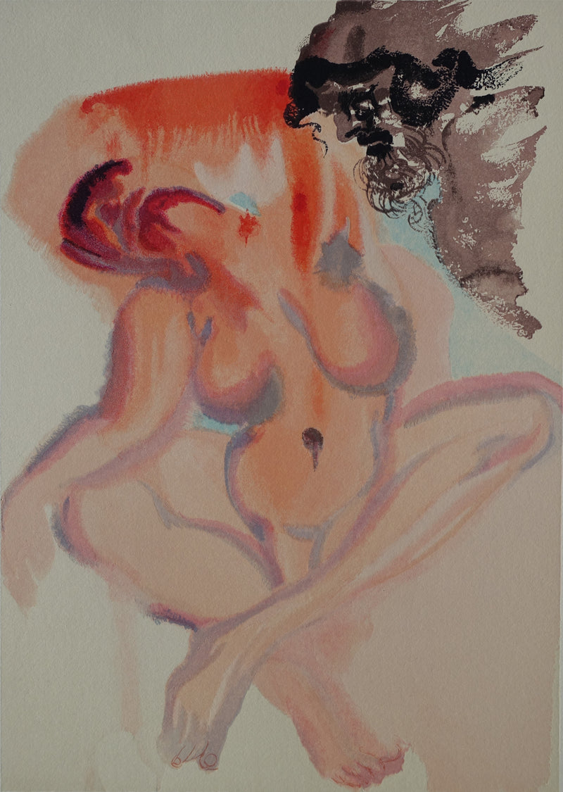 Salvador DALI : Divine Comédie, Purgatoire 3, Les indolents, Gravure sur bois originale (photo de détail 2) - Crédit photo : Galerie Art.Paris