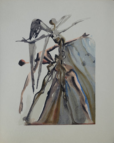 Salvador DALI : Divine Comédie, Purgatoire 4, Les négligents, Gravure sur bois originale (vue générale) - Crédit photo : Galerie Art.Paris