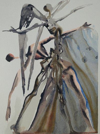 Salvador DALI : Divine Comédie, Purgatoire 4, Les négligents, Gravure sur bois originale (photo de détail 2) - Crédit photo : Galerie Art.Paris