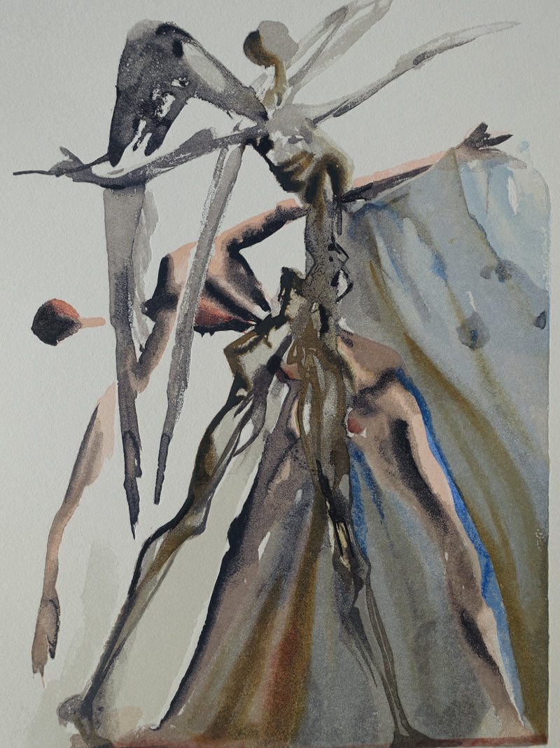 Salvador DALI : Divine Comédie, Purgatoire 4, Les négligents, Gravure sur bois originale (photo de détail 2) - Crédit photo : Galerie Art.Paris