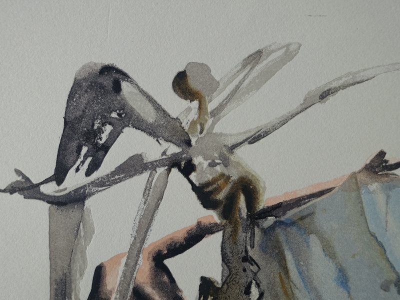 Salvador DALI : Divine Comédie, Purgatoire 4, Les négligents, Gravure sur bois originale (photo de détail 3) - Crédit photo : Galerie Art.Paris