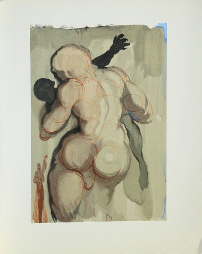 Salvador DALI : Divine Comédie, Purgatoire 6, Les morts par violence, Gravure sur bois originale (vue générale) - Crédit photo : Galerie Art.Paris