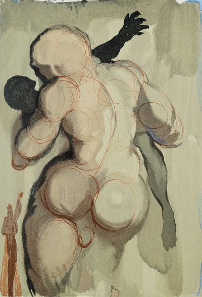 Salvador DALI : Divine Comédie, Purgatoire 6, Les morts par violence, Gravure sur bois originale (photo de détail 2) - Crédit photo : Galerie Art.Paris