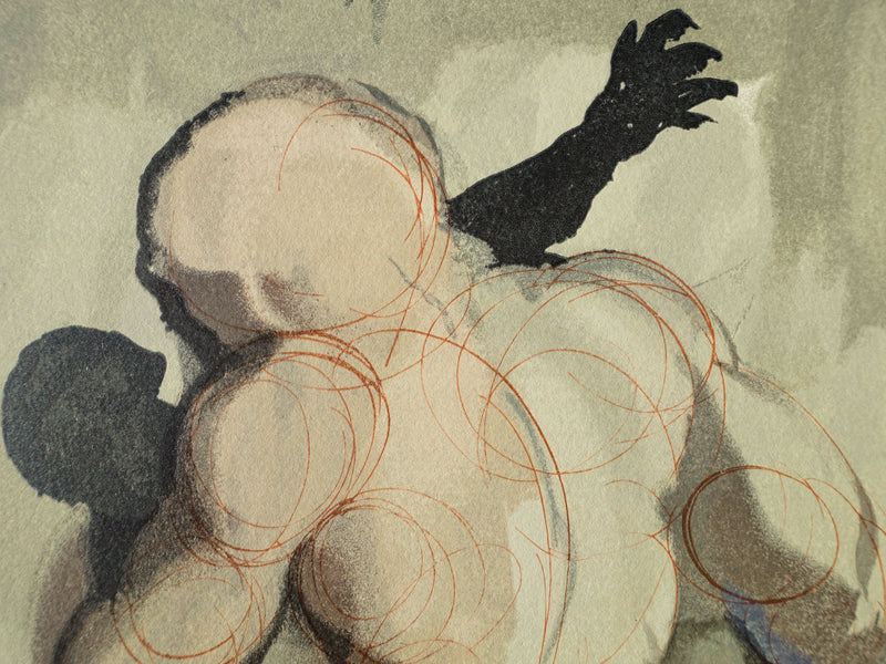 Salvador DALI : Divine Comédie, Purgatoire 6, Les morts par violence, Gravure sur bois originale (photo de détail 4) - Crédit photo : Galerie Art.Paris