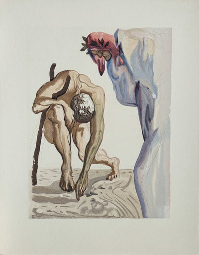 Salvador DALI : Divine Comédie, Purgatoire 7, Les princes de la vallée fleurie, Gravure sur bois originale (vue générale) - Crédit photo : Galerie Art.Paris