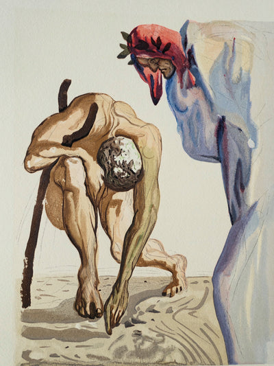 Salvador DALI : Divine Comédie, Purgatoire 7, Les princes de la vallée fleurie, Gravure sur bois originale (photo de détail 2) - Crédit photo : Galerie Art.Paris