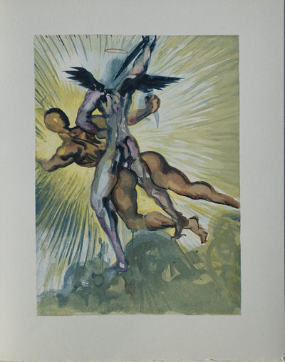 Salvador DALI : Divine Comédie, Purgatoire 8, Les anges de la vallée, Gravure sur bois originale (vue générale) - Crédit photo : Galerie Art.Paris