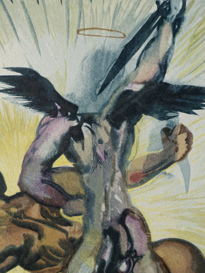 Salvador DALI : Divine Comédie, Purgatoire 8, Les anges de la vallée, Gravure sur bois originale (photo de détail 3) - Crédit photo : Galerie Art.Paris