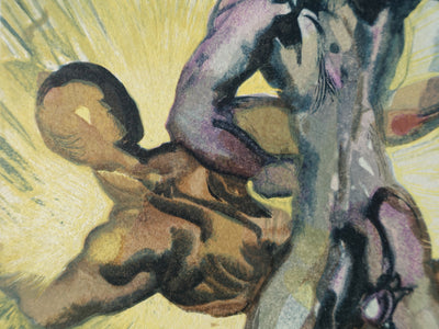 Salvador DALI : Divine Comédie, Purgatoire 8, Les anges de la vallée, Gravure sur bois originale (photo de détail 4) - Crédit photo : Galerie Art.Paris
