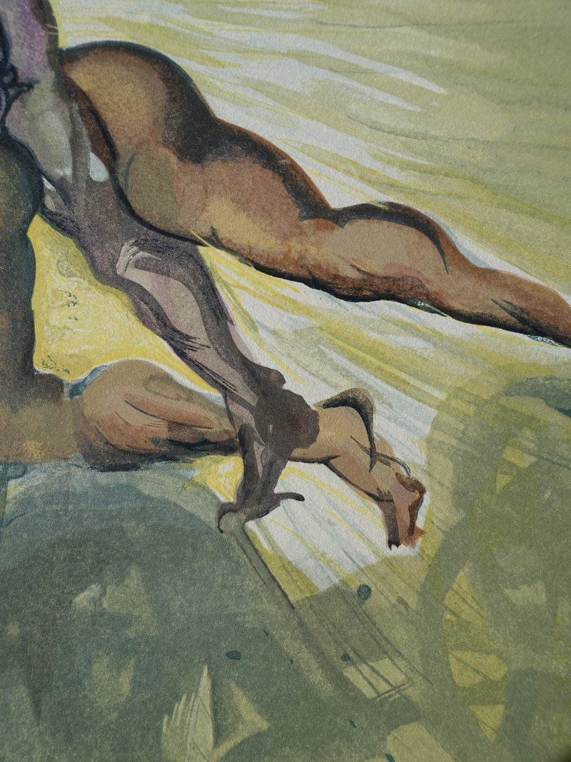 Salvador DALI : Divine Comédie, Purgatoire 8, Les anges de la vallée, Gravure sur bois originale (photo de détail 5) - Crédit photo : Galerie Art.Paris