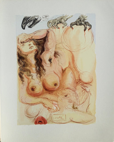 Salvador DALI : Divine Comédie, Purgatoire 9, Le songe, Gravure sur bois originale (vue générale) - Crédit photo : Galerie Art.Paris