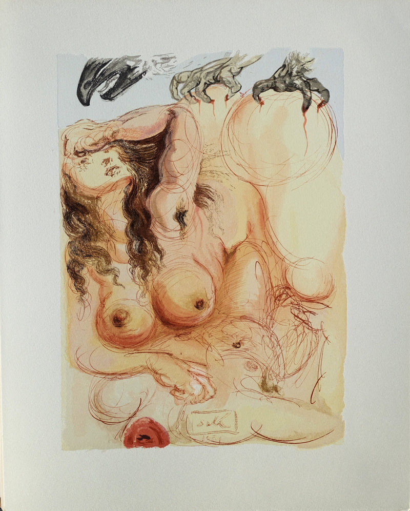 Salvador DALI : Divine Comédie, Purgatoire 9, Le songe, Gravure sur bois originale (vue générale) - Crédit photo : Galerie Art.Paris