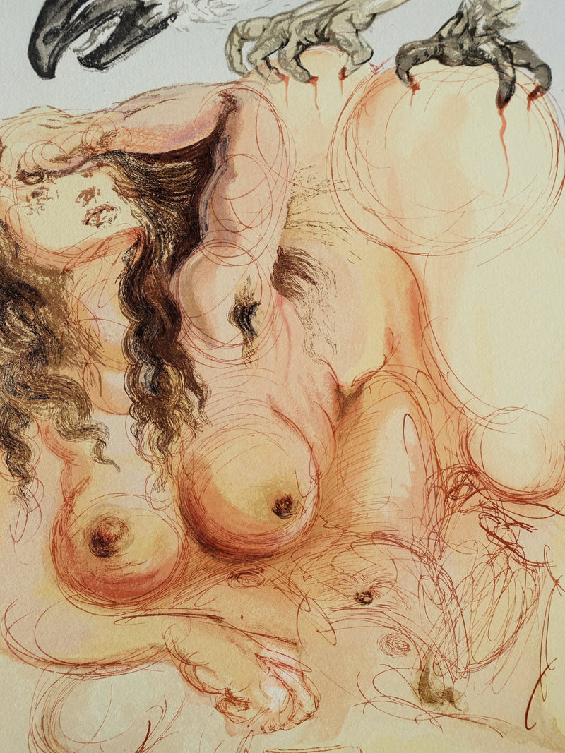 Salvador DALI : Divine Comédie, Purgatoire 9, Le songe, Gravure sur bois originale (photo de détail 3) - Crédit photo : Galerie Art.Paris