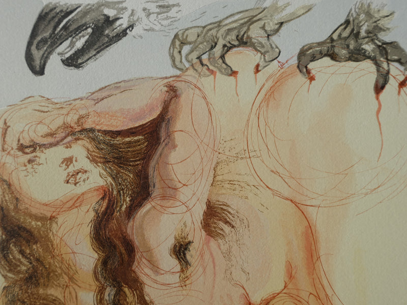 Salvador DALI : Divine Comédie, Purgatoire 9, Le songe, Gravure sur bois originale (photo de détail 4) - Crédit photo : Galerie Art.Paris