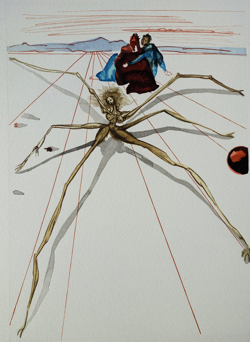 Salvador DALI : Divine Comédie, Purgatoire 17, Quittant la corniche de la colère, Gravure sur bois originale (photo de détail 2) - Crédit photo : Galerie Art.Paris