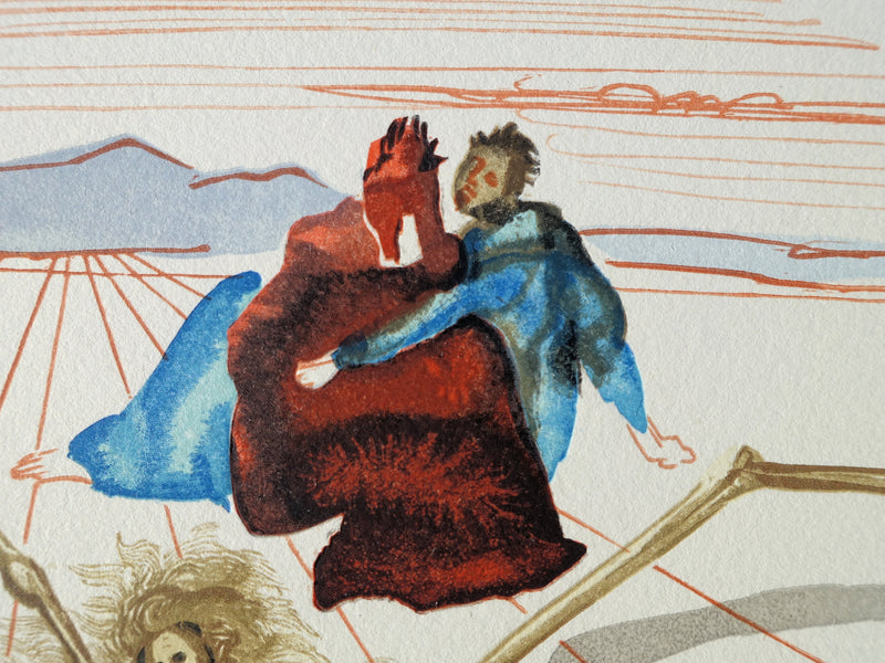 Salvador DALI : Divine Comédie, Purgatoire 17, Quittant la corniche de la colère, Gravure sur bois originale (photo de détail 3) - Crédit photo : Galerie Art.Paris