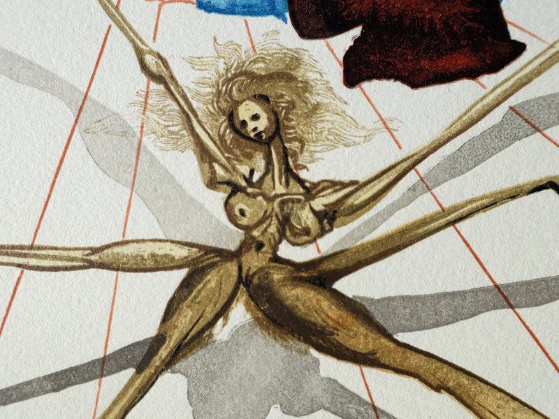 Salvador DALI : Divine Comédie, Purgatoire 17, Quittant la corniche de la colère, Gravure sur bois originale (photo de détail 4) - Crédit photo : Galerie Art.Paris