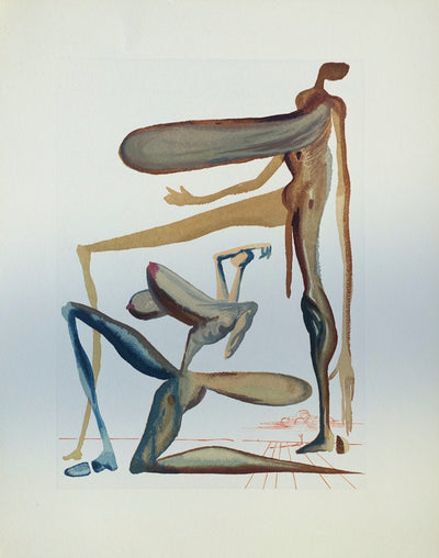 Salvador DALI : Divine Comédie, Purgatoire 22, La prodigalité, Gravure sur bois originale (vue générale) - Crédit photo : Galerie Art.Paris