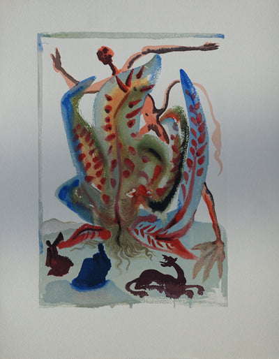 Salvador DALI : Divine Comédie, Purgatoire 23, La gourmandise, Gravure sur bois originale (vue générale) - Crédit photo : Galerie Art.Paris