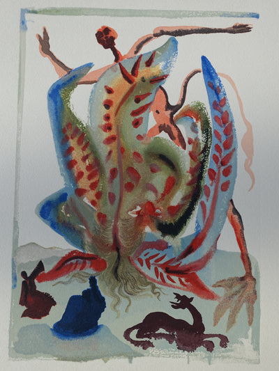 Salvador DALI : Divine Comédie, Purgatoire 23, La gourmandise, Gravure sur bois originale (photo de détail 2) - Crédit photo : Galerie Art.Paris
