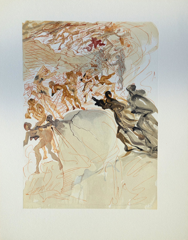 Salvador DALI : Divine Comédie, Purgatoire 25, La luxure, Gravure sur bois originale (vue générale) - Crédit photo : Galerie Art.Paris