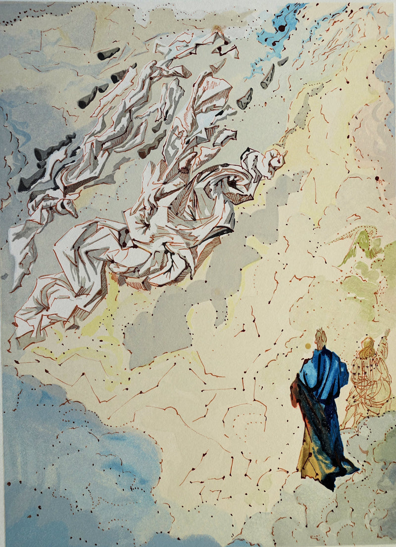 Salvador DALI : Divine Comédie, Paradis 20, Le sixième ciel de Jupiter, Gravure sur bois originale (photo de détail 2) - Crédit photo : Galerie Art.Paris
